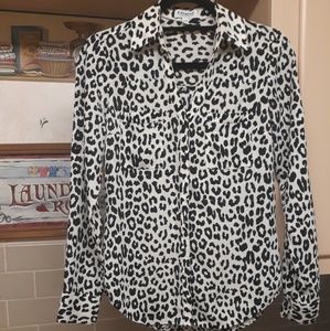 EXPRESS | Long Sleeve Cheetah Print Blouse